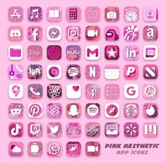 the pink aestheticic app icons are all different colors and sizes, but there is no image on them