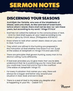 a poster with the words, discerning your seasons