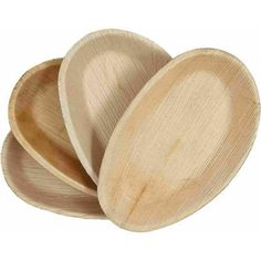 three wooden plates stacked on top of each other