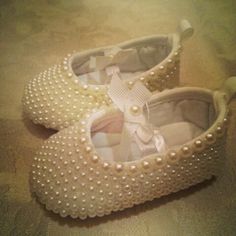 Perfect pearl booties for dress up time with baby! #Christening #pictures Baptism Ideas, Christening Dress, Stunning Shoes, Baptism Girl, Baby Christening