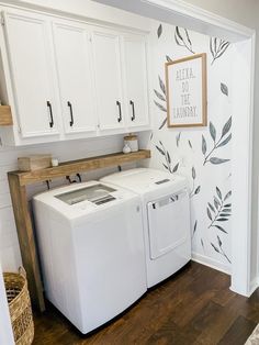 a washer and dryer in a laundry room