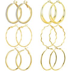 PRICES MAY VARY. Package included: You will get 6 large hoop earrings for women in 6 different styles. Satisfy you different everyday dress up demands. Premium material: Our women hoop earrings are made of hypoallergenic stainless steel and S925 stud, nickel-free and lead-free, the surface is polished with excellent texture that earrings look very shiny and smooth, high quality is not easy to break, tarnish, corrode or rust. Size and design: Inner diameter include: 40mm, 50mm. The secure clip-to Earrings Small Hoop, Flower Hoop Earrings, Simple Hoop Earrings, Everyday Dress, Chunky Earrings, Big Hoop Earrings, Small Hoop Earrings, Hoop Earring Sets, Large Hoop Earrings