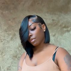 Traditional Quick Weave Bob, Feathered Hairstyles Medium Black Women, Unique Bob Hairstyles, Quickweave Updo Hairstyles, Feather Bob For Black Women, Quickweave Styles For Black Women, Side Part Bobs For Black Women, Deep Side Part Quick Weave Bob, Quick Weave Bob Side Part