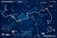 HUD Navigation City Map Screen Vector Interface Compass Navigation, Background City, Portfolio Illustration, City Vector, Car Trip, Route Map, Map Vector, Car Travel, Graphic Design Portfolio