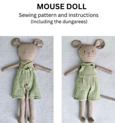 the sewing pattern is for a mouse doll