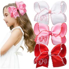 PRICES MAY VARY. 2022 New Monogrammed Hair bows- Your girl probably already has too many basic bows, but this new monogrammed bows for girls is the one you'll love What You Get- 3 different colored bows, white pink and red. You can choose the letter to match your girl's name. DEEKA Hair Bows are 5.5" across with a 2.2" alligator clip, using 2" grosgrain ribbon. Feel free to let us know the colors and letters you want but we don't have right now High quality-The bow is made of high-quality ribbon Monogram Bow, Bows For Girls, Bow Hairstyle, Letters For Kids, Toddler Bows, Boutique Hair Bows, Alligator Clips, Letter K, Ribbon Hair