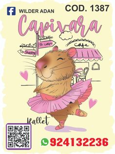 a poster with a mouse in a pink dress and the words capriva on it