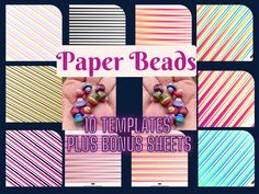 paper beads are arranged in different colors and sizes, with the words 10 templates plus -