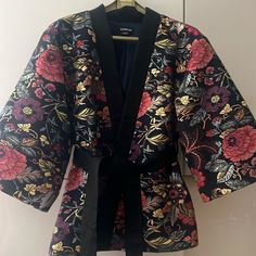 Elegant Kimono Style Jacket Multi Color, New. By Bebe. Fits Petite Small Or Medium. Elegant Fits, Elegant Kimono, Kimono Style Jacket, Kimono Style, Kimono Fashion, Large Flowers, Flower Print, Flower Prints, Black Red