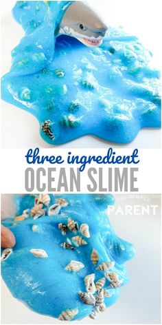 an ocean slime is made with blue clay and shells