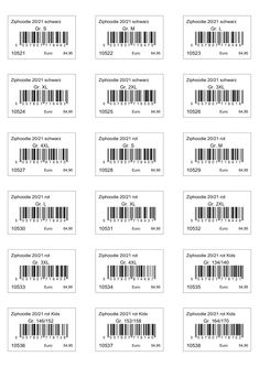 several barcodes are shown in black and white, with the same color as each one