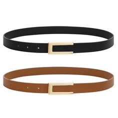 PRICES MAY VARY. Genuine Leather Belt：This women skinny Leather belt is made of high quality leather.It is soft and smooth,very comfortable and natural,complemented with an shiny gold-tone buckle which can elevate your everyday outfit more than just hold up your pants. Size Choice：S: Fit Waist 26"-30"; M: Fit Waist 31"-34"; L: Fit Waist 35"-38"; XL: Fit Waist 39"-42". Width:1". Can be trimmed with the punch tool included. If the belt is large for you, you can cut off excess length without damage Belts For Dresses, Nice Belts, Womens Leather Belt, Waist Belts, Women Belt, Branded Belts, Jean Belts, Faux Leather Belts, Brown Belt