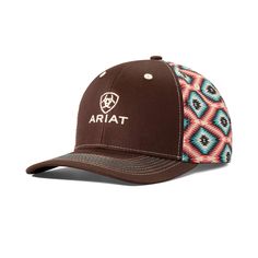 A little Southwestern style. A whole lot of comfort. This structured cap keeps the glare at bay and looks good doing it. Wns Logo Aztec Back Cap Brown | Product Features : 0 : Six panel|Adjustable snap back closure | Women's Logo Aztec Back Cap in Brown 60% Polyester, 40% Cotton. Imported, Size: OS by Ariat Western Christmas Gifts, Ariat Hats, Ariat Logo, Western Stuff, Cowgirl Accessories, Western Clothing, Western Christmas, Aztec Pattern, Pretty Stuff