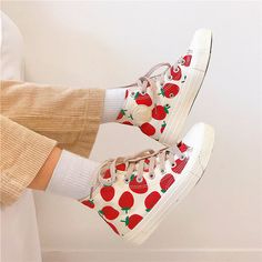 Strawberry Sneakers, Cherry Theme, Strawberry Aesthetic, Vintage Strawberry, Womens Shoes High Heels