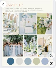 the color scheme for this wedding is blue and white