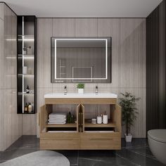 a bathroom with a sink, mirror and toilet in it's centerpieces