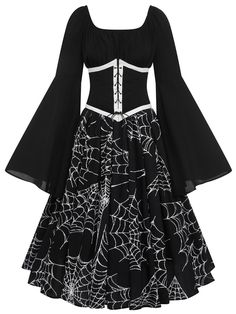 Witchcore Dress, Halloween Costumes For Ladies, Cosplay Items, Outfits For Dates With Boyfriend, Gothic Dress For Halloween Dress-up, Spider Dress, Spider Inspired Dress, Halloween Dresses, Halloween Style Outfits