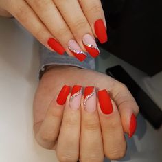 Silver Acrylic Nails, Senior Hoco, Elegant Touch Nails, Multicolored Nails, Red Acrylic Nails, Fancy Nails Designs, Smink Inspiration