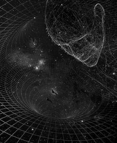 an image of some sort of space with stars and lines in the sky, all connected together