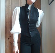 Dress And Waistcoat, 1890s Fashion Aesthetic, 1890s Waistcoat, Knightcore Aesthetic Outfits, Waistcoat With Jeans, Dress With Waistcoat, Jeans With Shirt, Shirt And Waistcoat, Manager Outfit