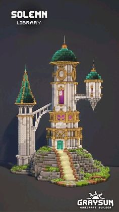 an image of a castle made out of legos and some sort of building with stairs