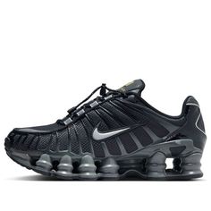 (WMNS) Nike Shox TL 'Black Iron Grey' FV0939-001 Black Shock Resistant Running Shoes, Black Shock-resistant Running Shoes With Round Toe, Black Shock Resistant Running Shoes With Round Toe, Shock Resistant Black Running Shoes, Black Shock Resistant Running Shoes For Streetwear, Shock Resistant Black Running Shoes For Streetwear, Modern Black Running Shoes With Air Cushioning, Nike Black Technical Sneakers, Black Low-top Shock Resistant Sneakers