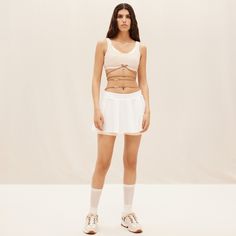 New With Tags L With Dust Bag Top Bust 34" Skirt Waist 32" Stretchy! Nike Jacquemus, Nike X Jacquemus, Nike Top, Skirt Shorts, Nike Sports Bra, Shorts Nike, Skirt White, Tennis Clothes, White Skirt