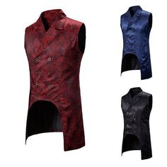 Top Rated Men Waistcoat Gothic Steampunk Double Breasted Lapel Brocade Vest Sleeveless top, Mens Coats Jackets Brocade Vest, Men Waistcoat, Vest Men, Gothic Steampunk, Everything Goes, Men's Coats & Jackets, Gothic Fashion, Top Rated, Mens Coats