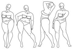 three different types of women's body shapes, one in the shape of a woman