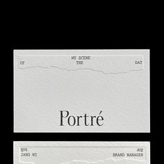 two pieces of paper with the word portre written on them