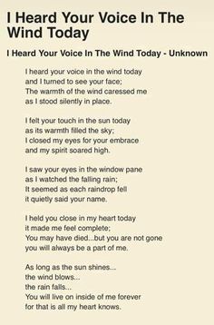 a poem that reads i heard your voice in the wind today