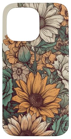 a phone case with sunflowers and other flowers on the back cover for samsung s6