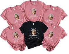 All family members can use this personalized present, making it the best personalized t-shirt ever! - The cost covers one-sided printing. $6.99 is added for front-and-back double-sided printing. - The T-shirts, sweatshirts, youth, toddler, and baby bodysuits are all gender-neutral. Only women can wear V-Necks and Racerback Tanks. - Please keep in mind that the sizing table only contains measurements for one side of the garment, not the circumference. Please take a look at each of the size charts Bridal Party Tshirts, Fun Graphics, Custom Bachelorette, Trip Shirts, Girls Trip Shirts, Bridesmaid Shirts, Pop Culture References, Bride Shirts, Shirt Store