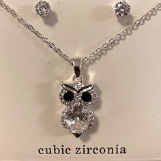 Cubic Zirconia Owl Design Set Of Neckless And Earring Pure Silver With A Big Crystal In A Center Of Owl And More Mini Crystal Around Owl & On Earnings! Brand New With No Box Gold Heart Choker, Gold Lariat Necklace, Heart Choker Necklace, Peacock Pendant, Chunky Bead Necklaces, Gold Coin Necklace, Silver Owl, Diamond Necklace Set, Triangle Necklace