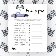 Race car theme baby shower invitation card featuring watercolor illustrations of a purple (violet) vintage car and black - white race flag. "Race on over for a baby shower." Race Flag, Violet Vintage, Race Car Themes, Car Theme, Baby Shower Invitation Cards, Car Themes, Watercolor Illustrations, Purple Violet, Kids Nursery Decor