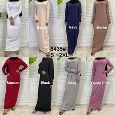 Under Abaya Dress | Long Sleeves | Bodycon dress  MATERIAL: Polyester and Cotton  CUT: Bodycon dress / under abaya dress  SIZE : S - 2XL COLORS: Black, Off white, Gray, Beige, navy, red, Black, Dust pink  DESCRITPTION: under Abaya dress, Bodycon dress , Long sleeves maxi dress  The default we send low neck dresses, if you want high neck pls text us. This product is Shipped from China  Please check the size chart photo very well before placing your order  Products are all final sale - No returns or exchange Some of our products are shipped from Middle East, Canada and/or China which in some destination some custom duties might or might not be imposed. Custom duties won't be predicted and it's not our shop responsibility to pay for it. Please send us your mobile number for shipping company u Solid Color Long Maxi Dress For Eid, Solid Long Sleeve Dresses For Eid, Stretch Abaya With Long Sleeves, Fitted Solid Maxi Length Abaya, Modest Long Plain Dresses, Dress Under Abaya, Low Neck Dress, Bodycon Dress Long, Dust Pink