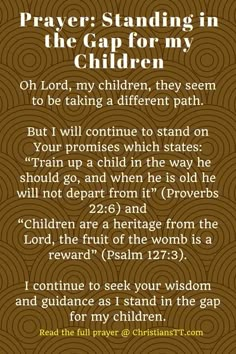 a prayer for children with an image of the text