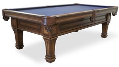 a pool table with blue cloth on top