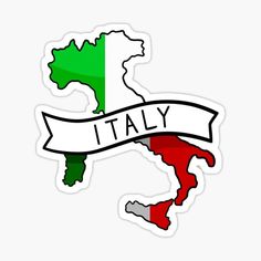 a sticker that says italy with the italian flag in the shape of a map