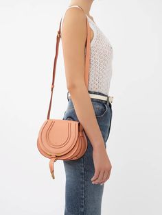 Chloé Marcie Small Saddle Bag | Chloé US Chloe Saddle Bag Outfit, Chic Saddle Bag With Adjustable Strap, Luxury Soft Leather Saddle Bag, Modern Saddle Bag, Saddle Bag Outfit, Chloe Saddle Bag, Bag Outfit, Bag Collection, Chloe Marcie