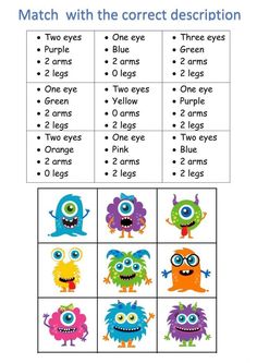 a printable match with the correct description