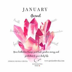 the january card features pink crystals and an inscription that reads,'january garnet your brothers