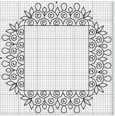 a cross stitch pattern with a square in the middle and leaves on it, as well as