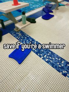 the words save if you're a swimmer are in front of a swimming pool