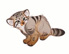 a drawing of a baby tiger cub sitting on top of it's back legs