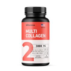 the bottle of multi collagen 2, 000 mcg is shown on a white background