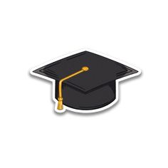 a graduation cap sticker with a tassel on the front and back of it