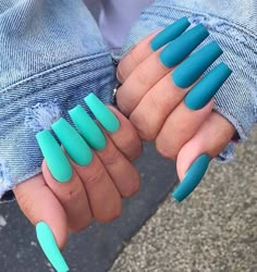 Bright Summer Acrylic Nails, Nail Hacks, Blue Nail Art Designs, Coffin Nails Matte, Light Blue Nails, Long Acrylic Nail Designs, Coffin Nails Long