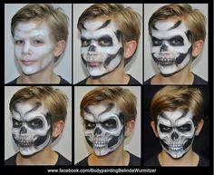 Makeup Scary Halloween, Boys Halloween Facepaint, Grim Reaper Makeup, Vampire Makeup Ideas, Makeup Ideas For Halloween, Makeup Scary, Vampire Makeup, Halloween Makeup Diy