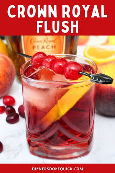 a glass filled with cranberry and orange punch